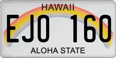 HI license plate EJO160