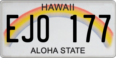 HI license plate EJO177