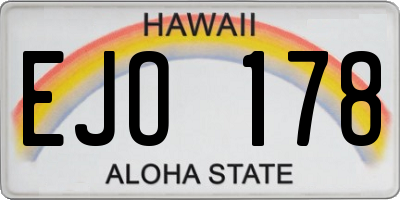 HI license plate EJO178