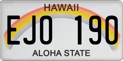 HI license plate EJO190