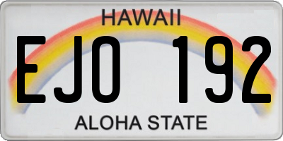HI license plate EJO192
