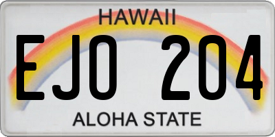 HI license plate EJO204