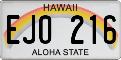 HI license plate EJO216
