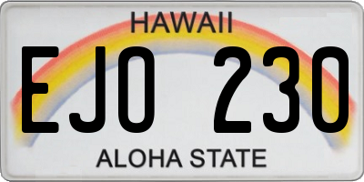 HI license plate EJO230