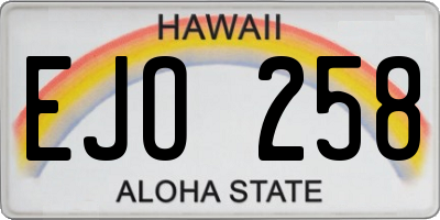 HI license plate EJO258
