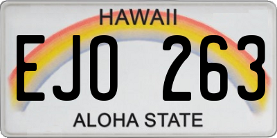 HI license plate EJO263