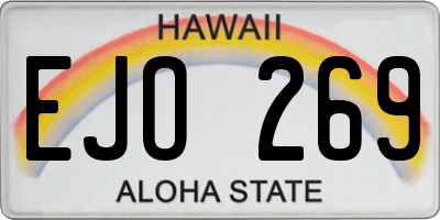 HI license plate EJO269