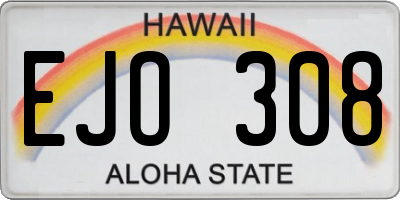 HI license plate EJO308