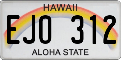 HI license plate EJO312