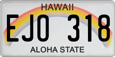 HI license plate EJO318