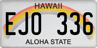 HI license plate EJO336