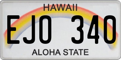 HI license plate EJO340