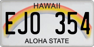 HI license plate EJO354