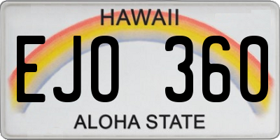 HI license plate EJO360