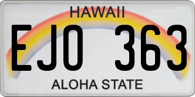 HI license plate EJO363