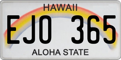 HI license plate EJO365