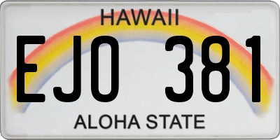 HI license plate EJO381