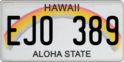 HI license plate EJO389