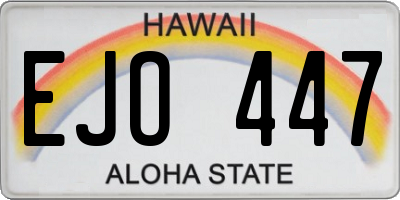 HI license plate EJO447