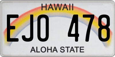 HI license plate EJO478