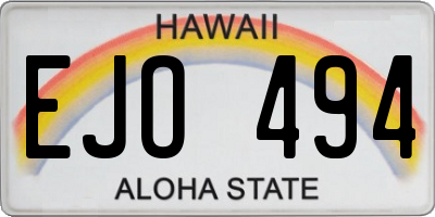 HI license plate EJO494