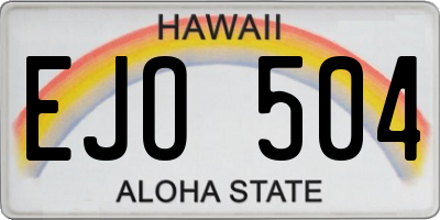 HI license plate EJO504