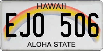 HI license plate EJO506