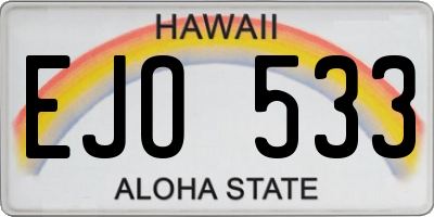 HI license plate EJO533