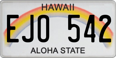 HI license plate EJO542