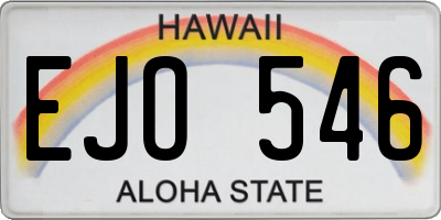 HI license plate EJO546