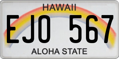 HI license plate EJO567