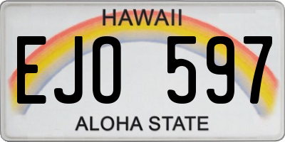 HI license plate EJO597