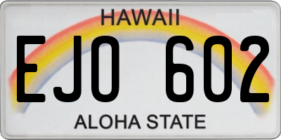 HI license plate EJO602