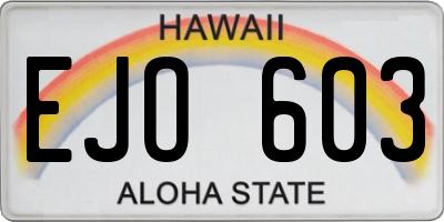 HI license plate EJO603
