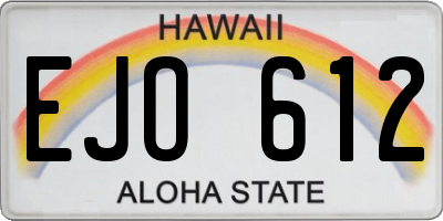 HI license plate EJO612