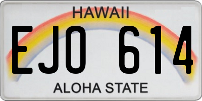 HI license plate EJO614