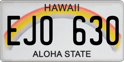 HI license plate EJO630