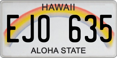 HI license plate EJO635
