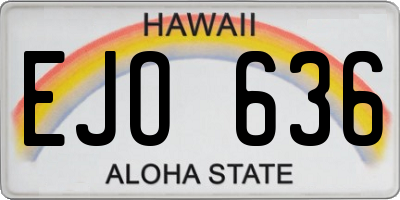 HI license plate EJO636