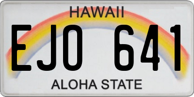 HI license plate EJO641