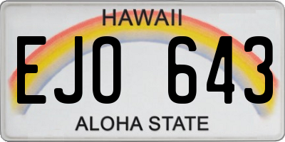 HI license plate EJO643