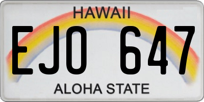 HI license plate EJO647