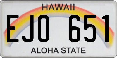 HI license plate EJO651