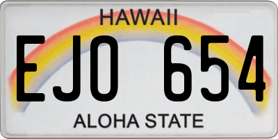 HI license plate EJO654