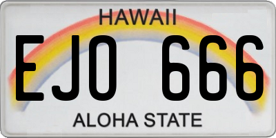 HI license plate EJO666