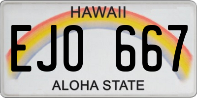 HI license plate EJO667
