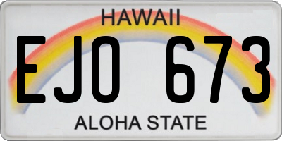 HI license plate EJO673
