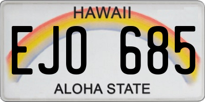HI license plate EJO685