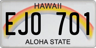 HI license plate EJO701