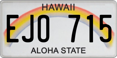 HI license plate EJO715